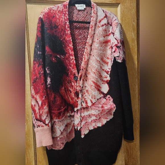 Alexander McQueen Intarsia Pattern Wool and Mohair Cardigan Sweater - Picture 7 of 8